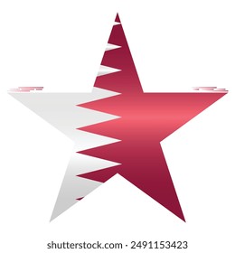 National Flag of Qatar. Qatari flag in star shape. Middle East Country. Qatar flags isolated on white background. Editable vector EPS available