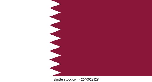 The national flag of Qatar vector illustration contains nine serrated edges that separate the white and maroon portions