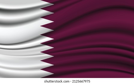 Bandera ondeando seda de Qatar. Fondo de textura satinado
