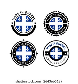 National flag of the Quebec, set flat vector icons