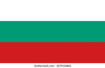 National Flag Republic of Bulgaria, horizontal tricolour of white, Paolo Veronese Green and Lava Red