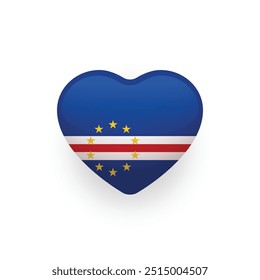 National flag of Republic of Cape Verde shaped as heart. Cape Verde flag. Vector Illustration.	
