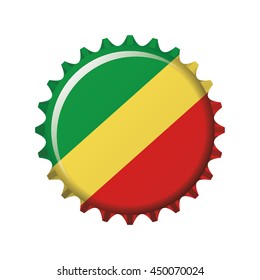 National flag of Republic of Congo on a bottle cap. Vector Illustration