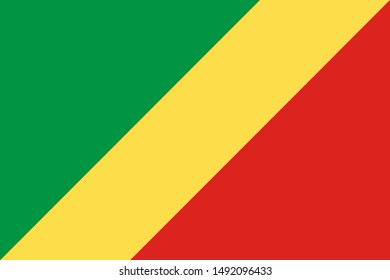 national flag of Republic of the Congo in the original colours and on the stick