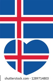 National flag of the Republic of Iceland. iceland flag. Heart vector. sticker. eps10
