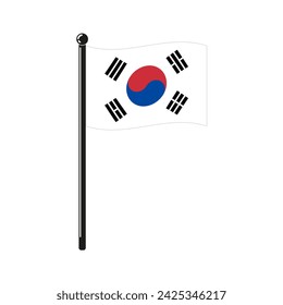 Nationalflagge der Republik Korea in den Originalfarben und auf dem Stick