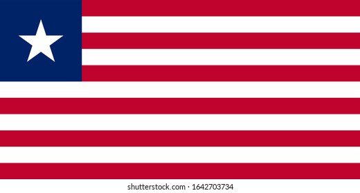The national flag of the Republic of Liberia is isolated in official colors.