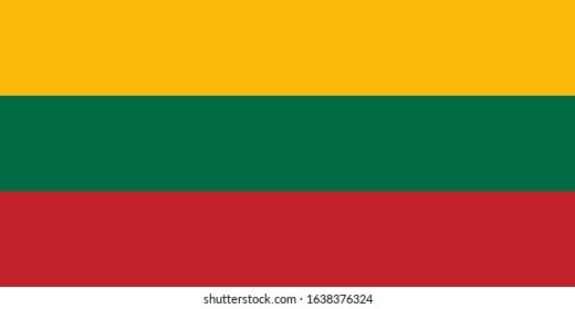 The national flag of the Republic of Lithuania is isolated in official colors.