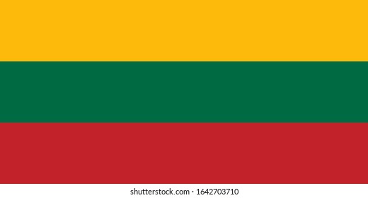 The national flag of the Republic of Lithuania is isolated in official colors.