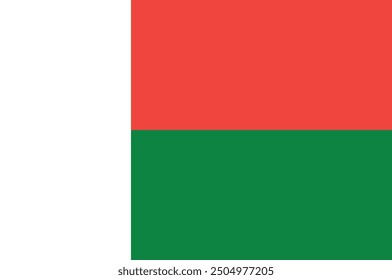 National flag of the Republic of Madagascar. Madagascar flag. Vector illustration. 