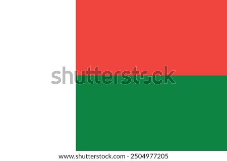 National flag of the Republic of Madagascar. Madagascar flag. Vector illustration. 