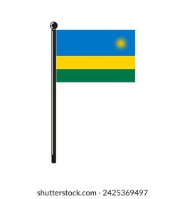Nationalflagge der Republik Ruanda in den Originalfarben und auf dem Stick