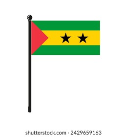 national flag of  Republic of Sao Tome and Principe in the original colours and proportions on the stick