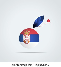 National flag of Republic of Serbia vector illustration. Circular flag with shadow and 3D effect, on a gray background. Republic of Serbia flag - round glossy button