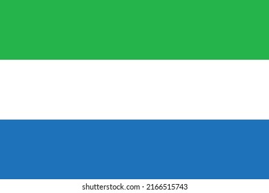 The national flag of the Republic of Sierra Leone with official colors. Sierra Leone national flag, civil and state ensign vector illustration