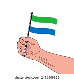 Nationalflagge der Republik Sierra Leone in den Originalfarben und auf dem Stick