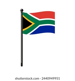 national flag of Republic of South Africa in the original colours and on the stick