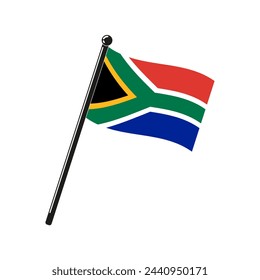 national flag of Republic of South Africa in the original colours and on the stick