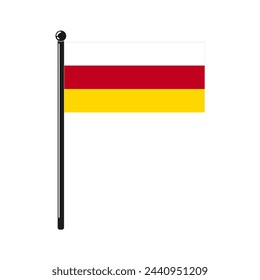 national flag of Republic of South Ossetia in the original colours and proportions on the stick