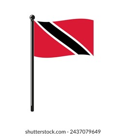 national flag of Republic of Trinidad and Tobago in the original colours and on the stick