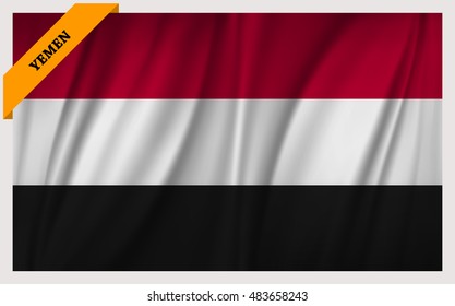 National flag of Republic of Yemen - waving edition