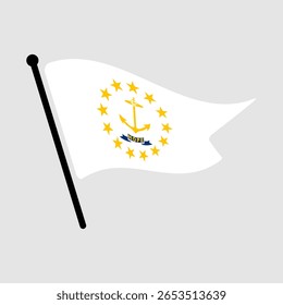 Bandeira nacional de Rhode Island.  Rhode Island bandeira computador digital vetor ilustração ícone design.  Bandeira de mastro flutuante.