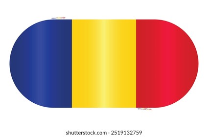 National Flag of Romania. Romanians flag in Capsule shape. European Country. Romania flags isolated on white background. Editable vector EPS available