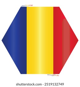 National Flag of Romania. Romanians flag in Polygon shape. European Country. Romania flags isolated on white background. Editable vector EPS available