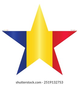 National Flag of Romania. Romanians flag in Star shape. European Country. Romania flags isolated on white background. Editable vector EPS available