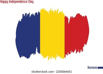 National Flag Flag of Romania Stock Vector Drawn with Brush Strokes