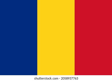 National Flag Romania - vector, vertical tricolor of blue, yellow, and red 
