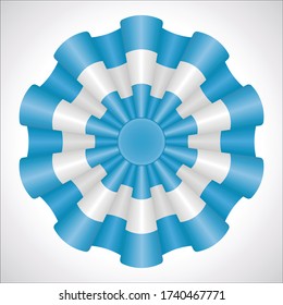 National Flag Rosette. Argentine Ribbon Cockade Isolated on White. 3D Illustration. Patriotic Day.