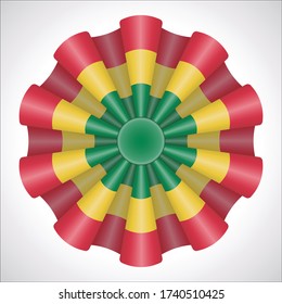 National Flag Rosette. Bolivian Ribbon Cockade Isolated on White. 3D Illustration. Patriotic Day.