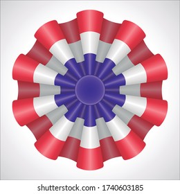 National Flag Rosette. 
Paraguayan Ribbon Cockade Isolated on White. 3D Illustration. Patriotic Day.
