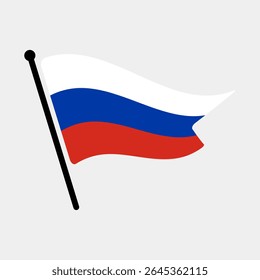 Bandeira nacional da Rússia.  Bandeira da Rússia computador digital vetor ilustração ícone design.  Bandeira de mastro flutuante.