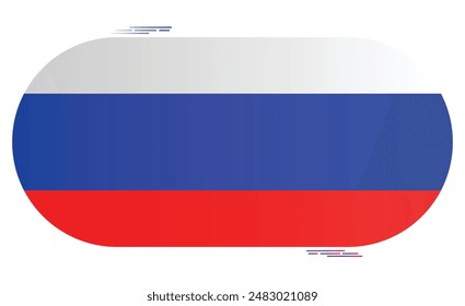 Nationalflagge Russlands. Russische Flagge in Kapselform. Europäischer Country. Rus-Flagge isoliert auf weißem Hintergrund. Editierbare Vektorgrafik EPS verfügbar