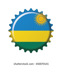National flag of Rwanda on a bottle cap. Vector Illustration