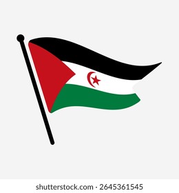 Bandeira nacional da República Árabe Saaraui Democrática.  Saarauí Árabe República Democrática bandeira computador digital vetor ilustração ícone design.  Bandeira de mastro flutuante.
