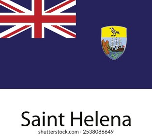 La bandera nacional de Santa Elena presenta un fondo azul con la Union Jack en el cantón y el escudo de armas de la isla en el lado derecho.