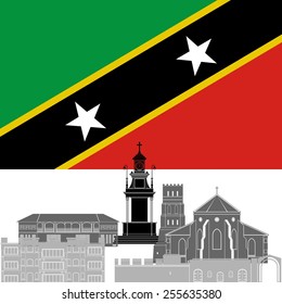 National Flag Saint Kitts Nevis Contour Stock Vector (Royalty Free