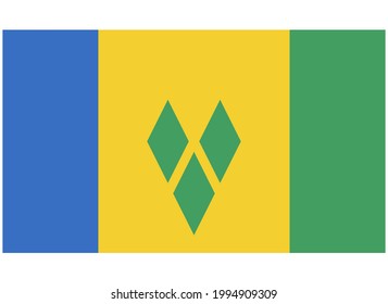 Bandera nacional de SAINT VINCENT y la imagen de vector aislado de las GRANADINAS