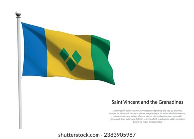National flag Saint Vincent and the Grenadines isolated waving on white background