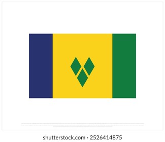 Bandera nacional de San Vicente y las Granadinas sobre fondo blanco, Día Nacional de San Vicente y las Granadinas, San Vicente y las Granadinas, Diseño de Vector editable de la bandera