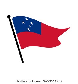 Bandeira nacional de Samoa.  Bandeira de Samoa computador digital vetor ilustração ícone design.  Bandeira de mastro flutuante.