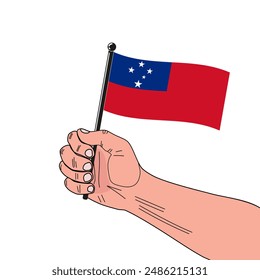 national flag of  Samoa in the original colours and proportions on the stick