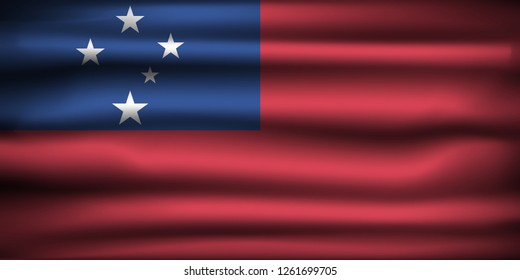 National Flag of Samoa WS. Front view, official colors and correct proportion. Realistic vector illustration.