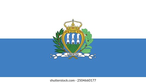 National flag of San Marino. Rectangular flag. Vector illustration