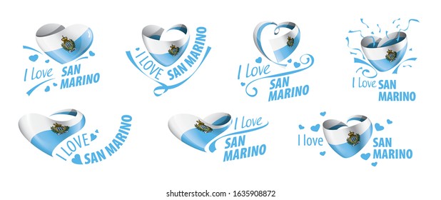 National flag of the San Marino in the shape of a heart and the inscription I love Salvador. Vector illustration