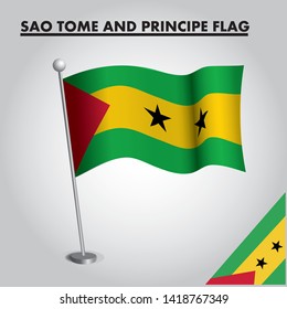 National flag of SAO TOME AND PRINCIPE on a pole