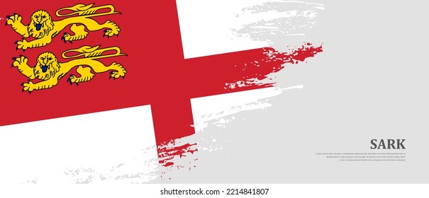 National flag of Sark with textured brush flag. Artistic hand drawn brush flag banner background